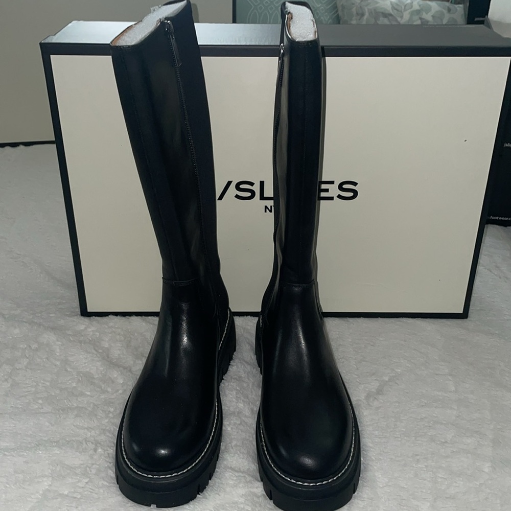 NWT J/SLIDES TYRONE Black Leather Knee High Boot - Picture 9 of 12